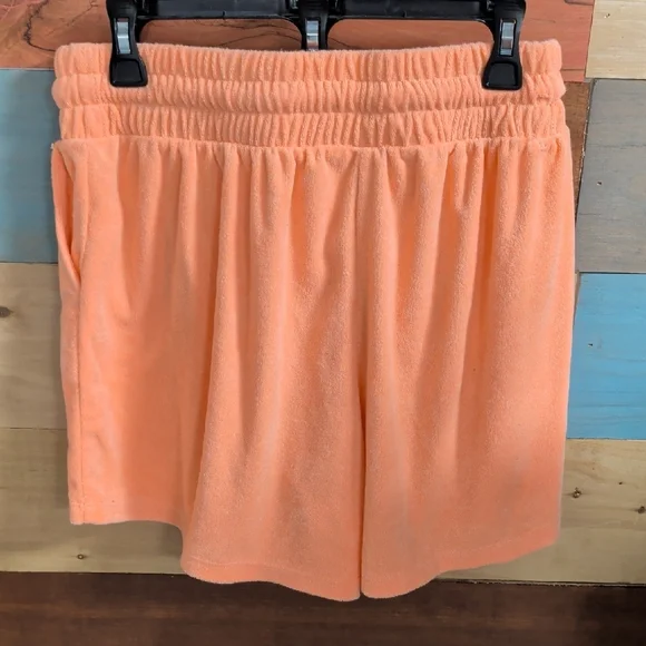 Zenana Outfitters Peach Terry Drawstring Athletic Shorts - Picture 3 of 3